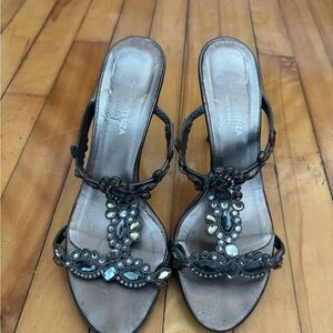 Elegant Black Beaded Sandals